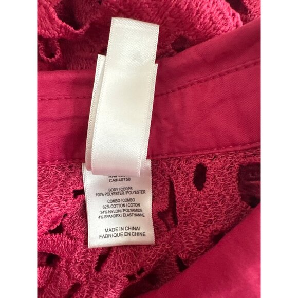 Wynne Collection Womens Eyelet  Blouse size 1X plus Pink Lace Collared Shirt - Picture 6 of 6